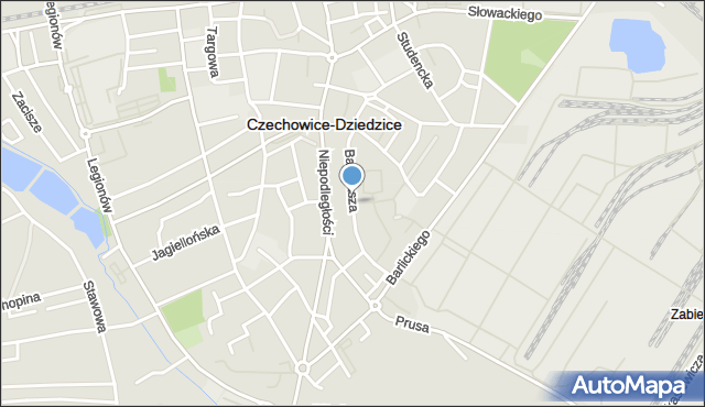 Czechowice-Dziedzice, Barabasza Jana Nepomucena, ks., mapa Czechowic-Dziedzic