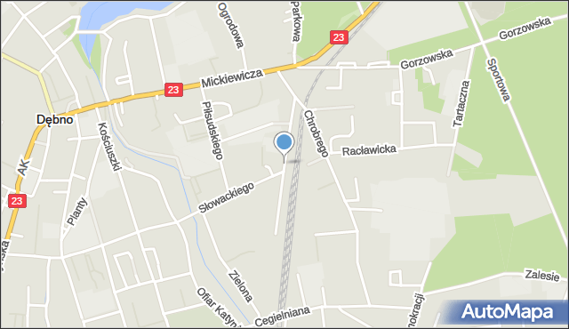 Dębno powiat myśliborski, Baczewskiego Jana, mapa Dębno powiat myśliborski