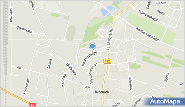 Kłobuck, Baczyńskiego Krzysztofa Kamila, mapa Kłobuck