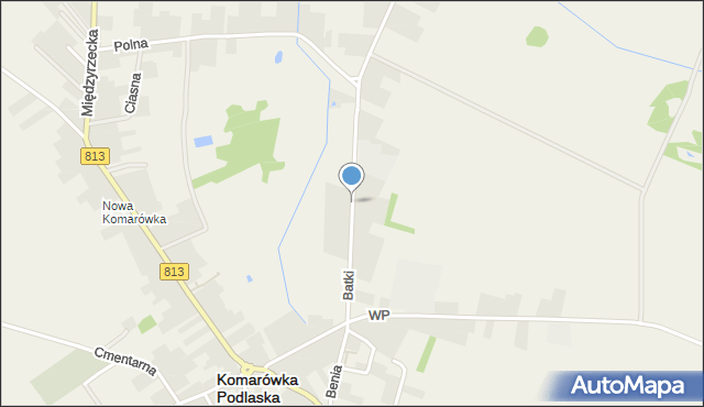 Komarówka Podlaska, Batki Waleriana, mapa Komarówka Podlaska
