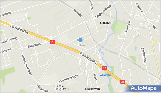 Krosno, Balkonowa, mapa Krosna