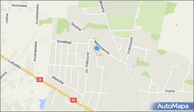 Krosno Odrzańskie, Baczyńskiego Krzysztofa Kamila, mapa Krosno Odrzańskie