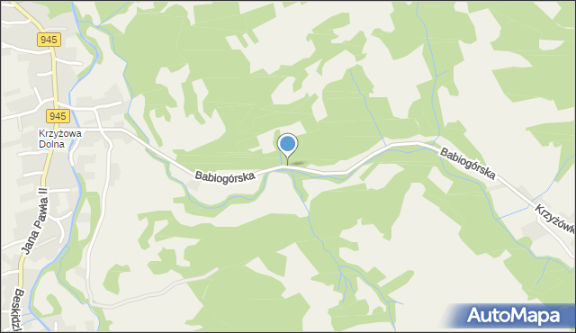 Krzyżowa gmina Jeleśnia, Babiogórska, mapa Krzyżowa gmina Jeleśnia