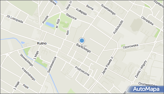 Kutno, Barlickiego Norberta, mapa Kutno