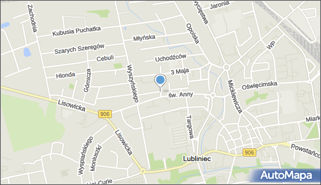 Lubliniec, Baczyńskiego Krzysztofa Kamila, mapa Lubliniec