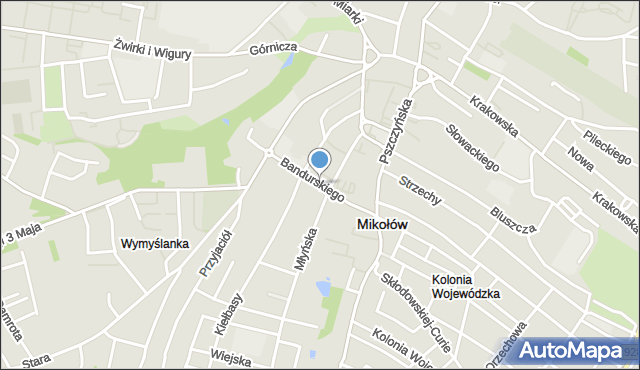 Mikołów, Bandurskiego Władysława, ks. bp., mapa Mikołów