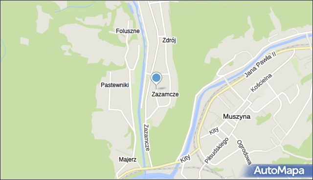 Muszyna, Basztowa, mapa Muszyna