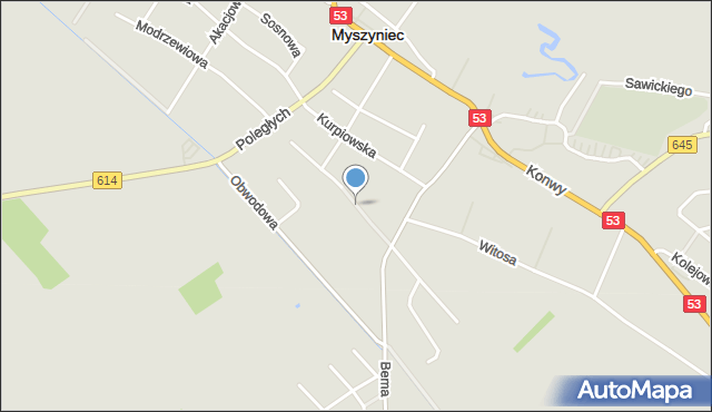 Myszyniec, Bartna, mapa Myszyniec