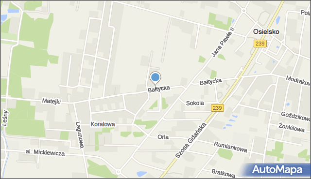 Osielsko, Bałtycka, mapa Osielsko