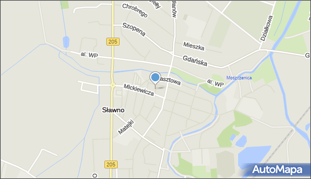 Sławno, Bankowa, mapa Sławno