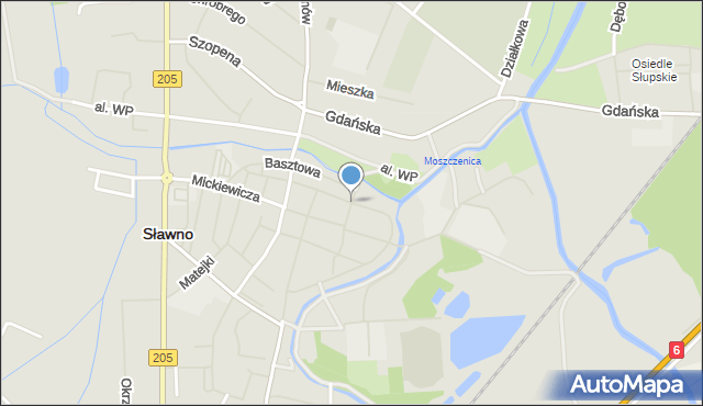 Sławno, Basztowa, mapa Sławno