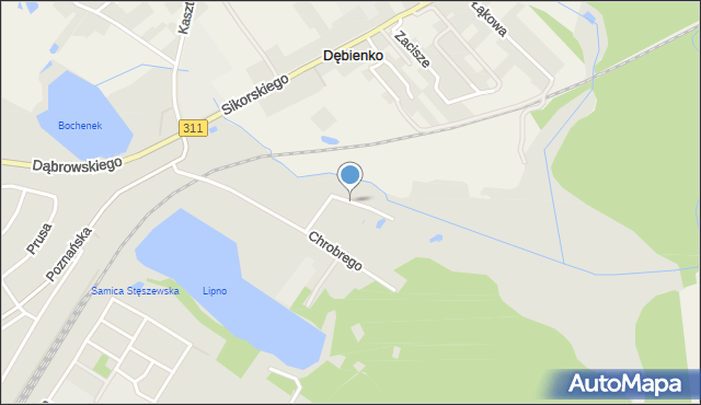 Stęszew, Bagienna, mapa Stęszew