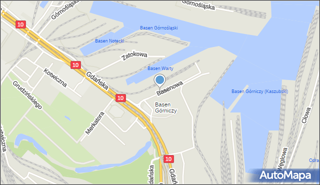 Szczecin, Basenowa, mapa Szczecina