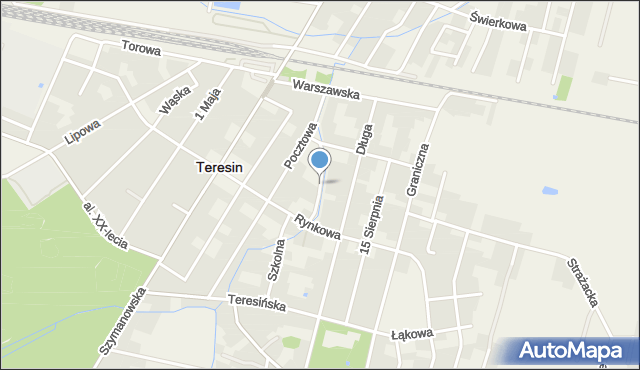 Teresin powiat sochaczewski, Baśniowa, mapa Teresin powiat sochaczewski