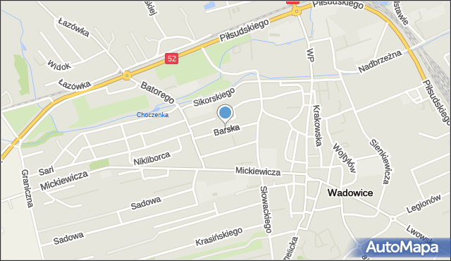 Wadowice, Barska, mapa Wadowice