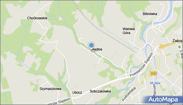 Zakopane, Bachledy Klimka, mapa Zakopanego