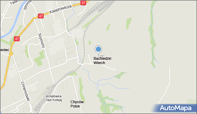 Zakopane, Bachledzki Wierch, mapa Zakopanego