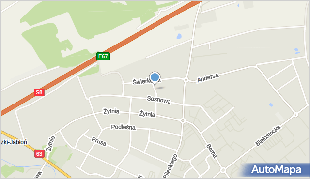 Zambrów, Bazyliowa, mapa Zambrów