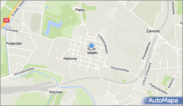 Zamość, Bazyliańska, mapa Zamościa