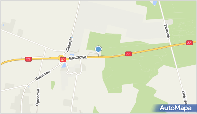 Żodyń, Basztowa, mapa Żodyń