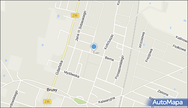 Brusy, Bema Józefa, gen., mapa Brusy