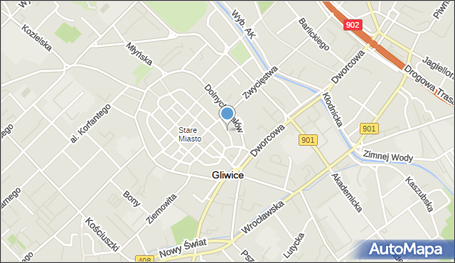 Gliwice, Bednarska, mapa Gliwic