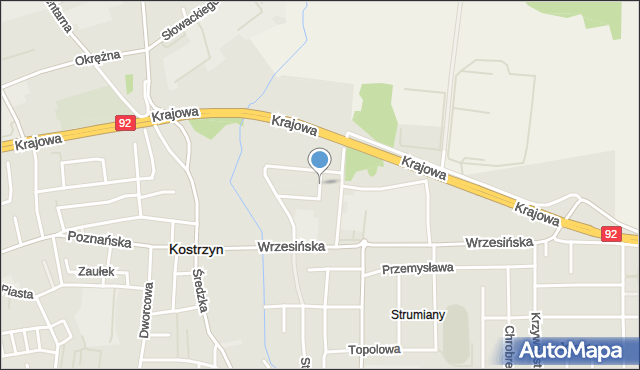 Kostrzyn powiat poznański, Bednarska, mapa Kostrzyn powiat poznański