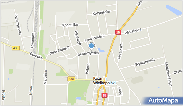 Koźmin Wielkopolski, Bernardyńska, mapa Koźmin Wielkopolski