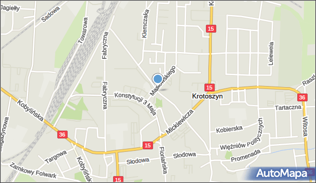 Krotoszyn, Benicka, mapa Krotoszyna