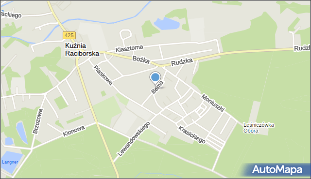 Kuźnia Raciborska, Bema Józefa, gen., mapa Kuźnia Raciborska