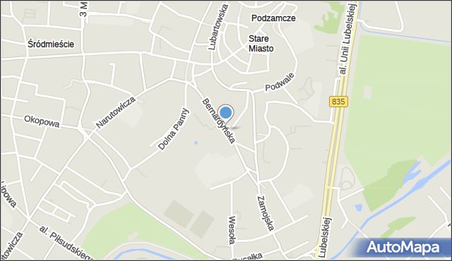 Lublin, Bernardyńska, mapa Lublina