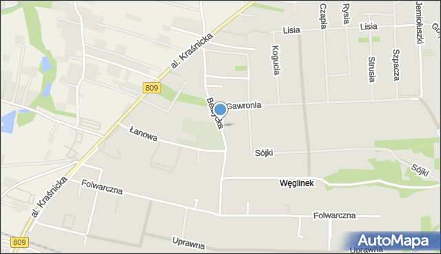 Lublin, Bełżycka, mapa Lublina