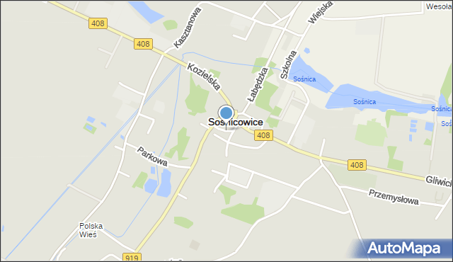 Sośnicowice, Bema Józefa, gen., mapa Sośnicowice
