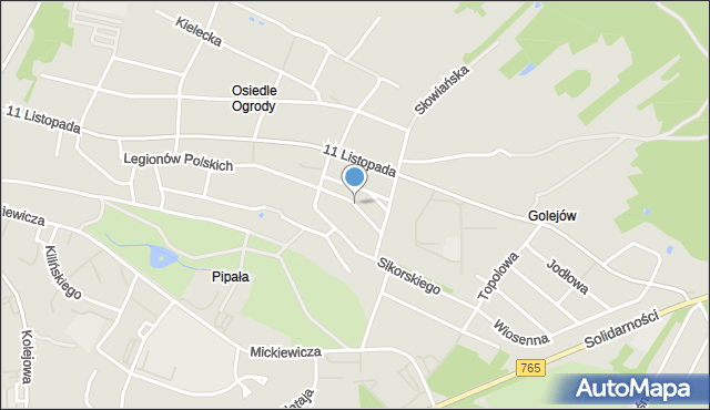 Staszów, Bema Józefa, gen., mapa Staszów