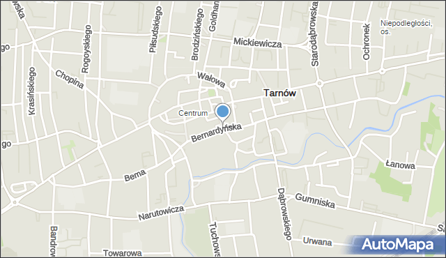 Tarnów, Bernardyńska, mapa Tarnów
