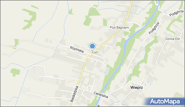 Wieprz powiat wadowicki, Beskidzka, mapa Wieprz powiat wadowicki