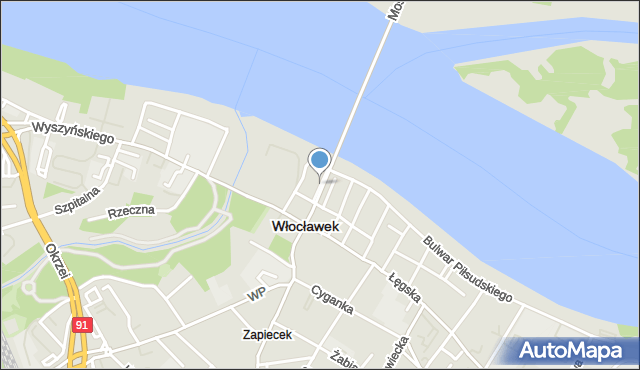 Włocławek, Bednarska, mapa Włocławka