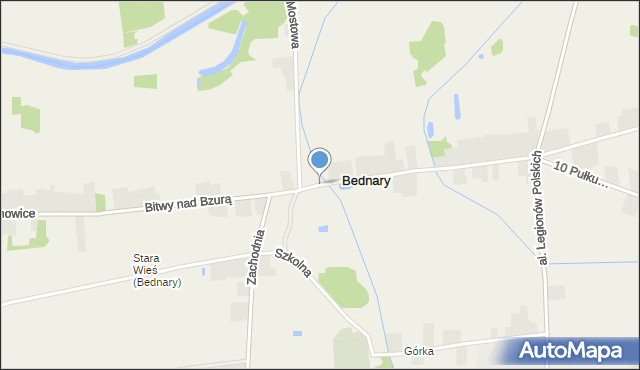 Bednary gmina Nieborów, Bitwy nad Bzurą, mapa Bednary gmina Nieborów