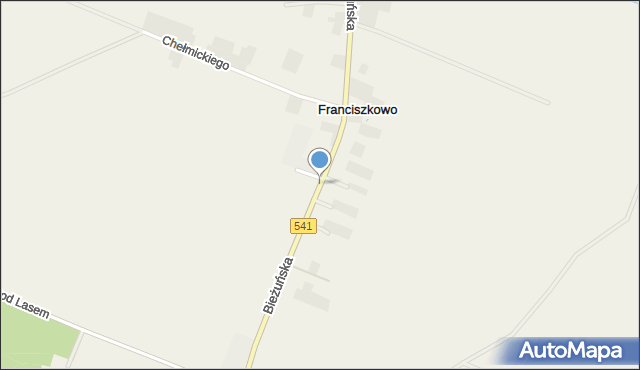 Franciszkowo gmina Żuromin, Bieżuńska, mapa Franciszkowo gmina Żuromin
