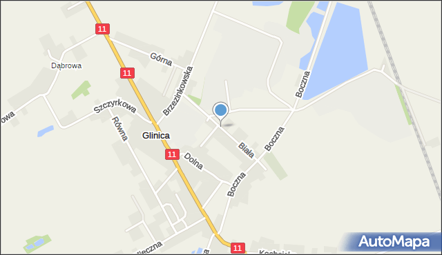 Glinica gmina Ciasna, Biała, mapa Glinica gmina Ciasna