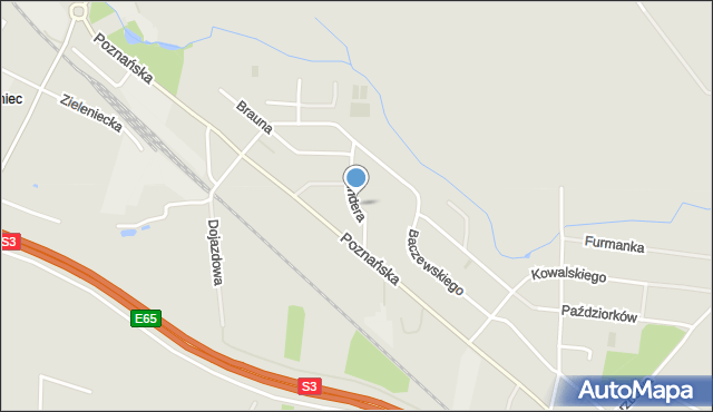 Gorzów Wielkopolski, Bindera Leona, ks., mapa Gorzów Wielkopolski