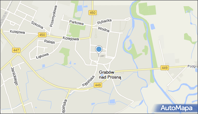 Grabów nad Prosną, Biegańskiego Władysława, mapa Grabów nad Prosną
