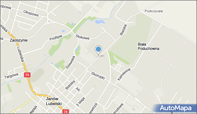 Janów Lubelski, Bialska, mapa Janów Lubelski