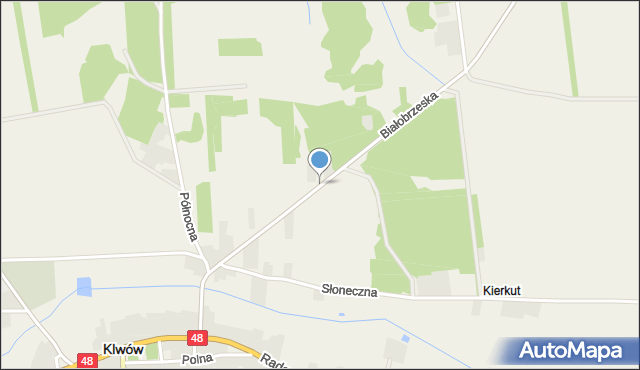 Klwów, Białobrzeska, mapa Klwów