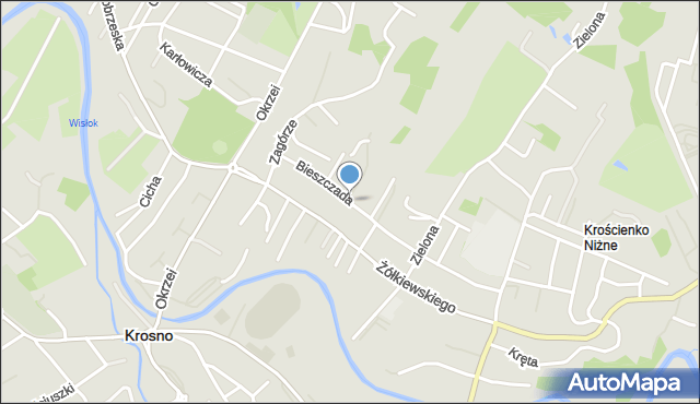 Krosno, Bieszczada Seweryna, mapa Krosna