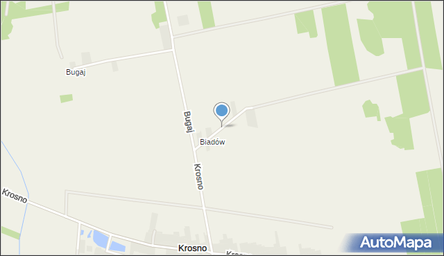 Krosno gmina Gorzkowice, Biadów, mapa Krosno gmina Gorzkowice