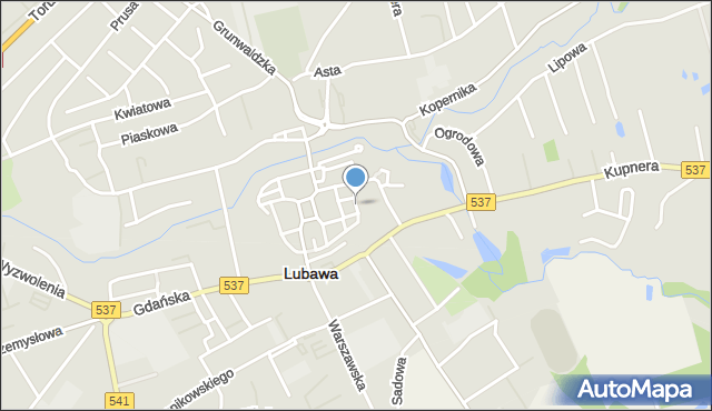 Lubawa, Biskupia, mapa Lubawa