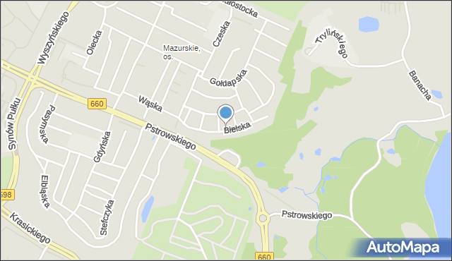 Olsztyn, Bielska, mapa Olsztyna