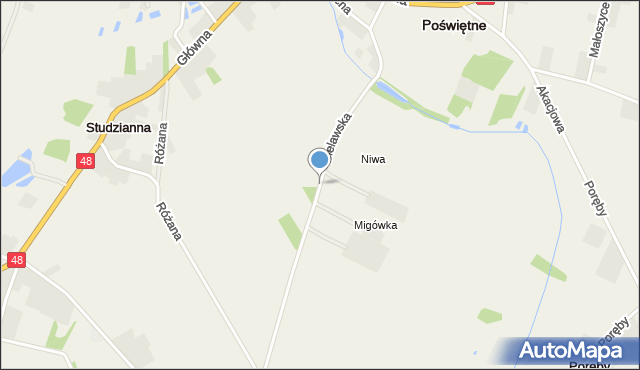 Poświętne powiat opoczyński, Bielawska, mapa Poświętne powiat opoczyński