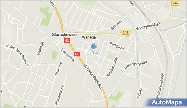 Starachowice, Bieszczadzka, mapa Starachowic